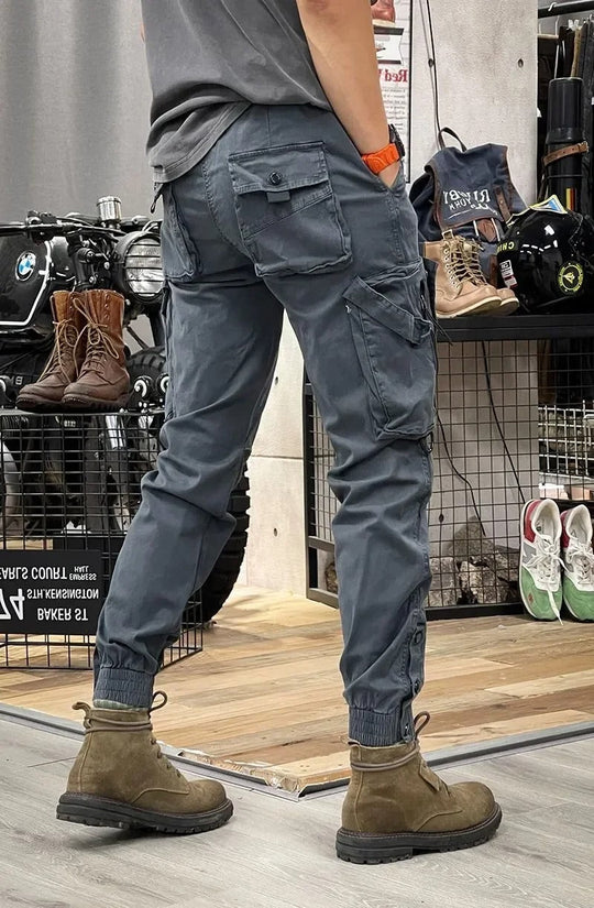 Męskie Spodnie Cargo z Elastycznym Pasem | Wiele Kieszeni | Zwężany Krój Comfort Fit | Casual i Outdoor