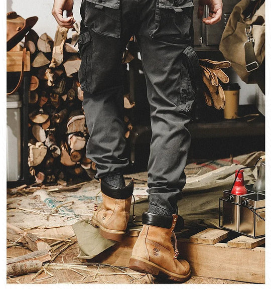 Męskie Spodnie Cargo z Elastycznym Pasem | Wiele Kieszeni | Zwężany Krój Comfort Fit | Casual i Outdoor