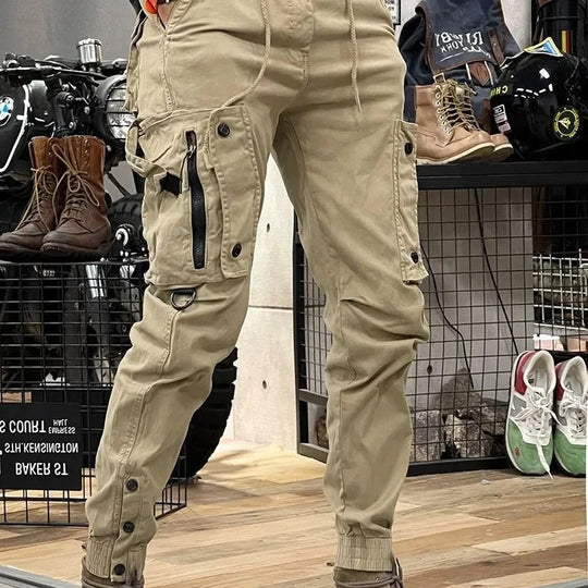 Męskie Spodnie Cargo z Elastycznym Pasem | Wiele Kieszeni | Zwężany Krój Comfort Fit | Casual i Outdoor