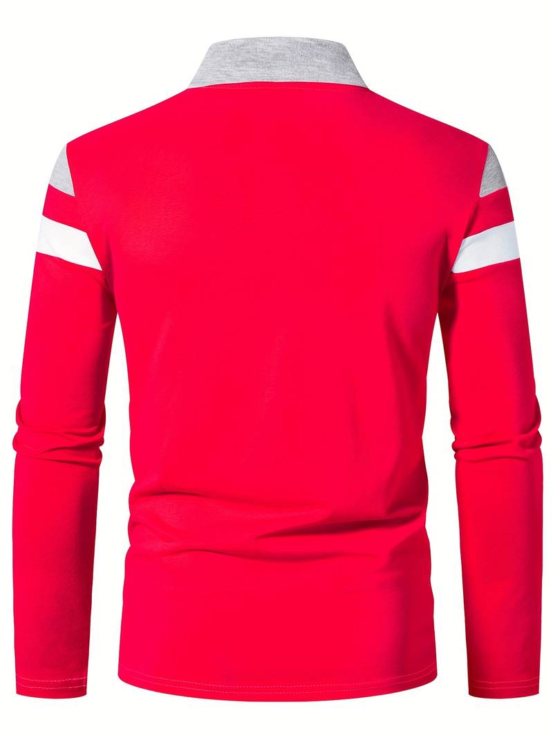 Męskie Polo z Długim Rękawem i Zamkiem | Klasyczny Kołnierzyk Polo | Regular Fit | Casual i Smart Casual