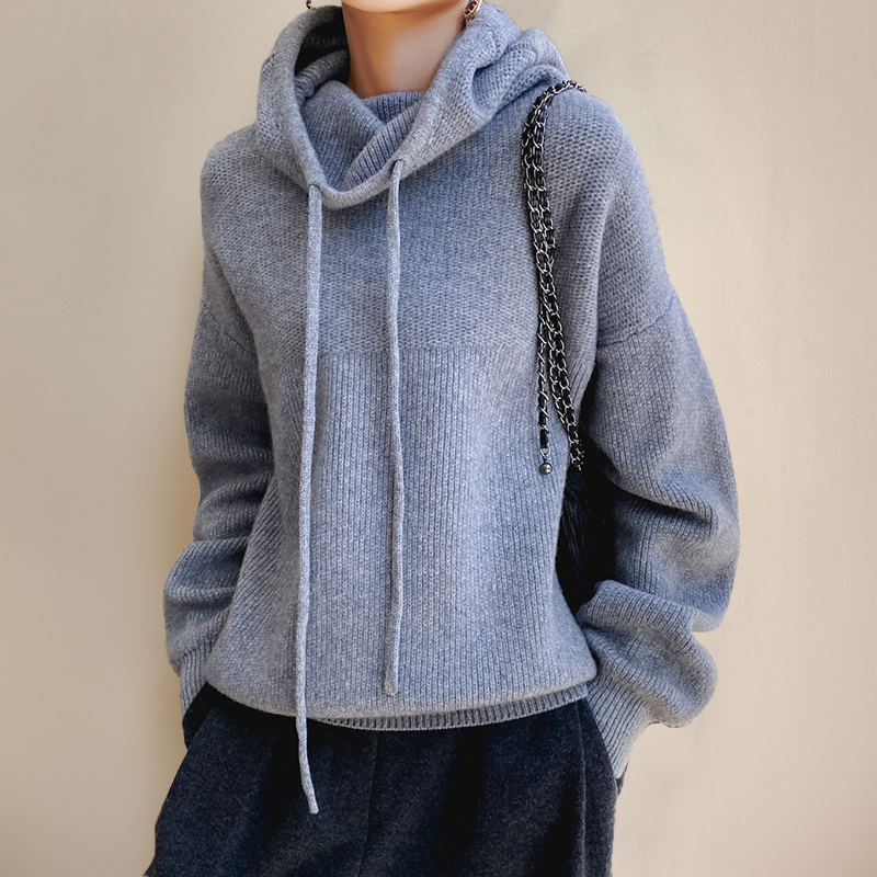 Kobieta | Oversize Dzianinowa Bluza z Kapturem | Sweter z Golfem | Miękki i Przytulny | Casual Elegancki