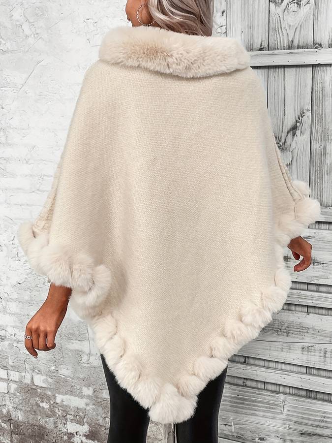Nereida - Wygodny Zimowy Poncho z Imitacją Futra dla Kobiet