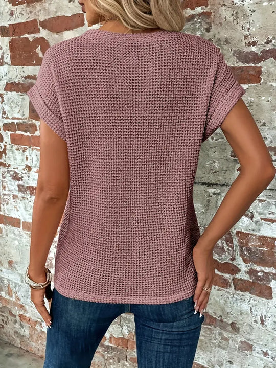 T-Shirt z Krótkim Rękawem z Teksturowanym Wzorem dla Kobiet | Idealny na Gorące Dni