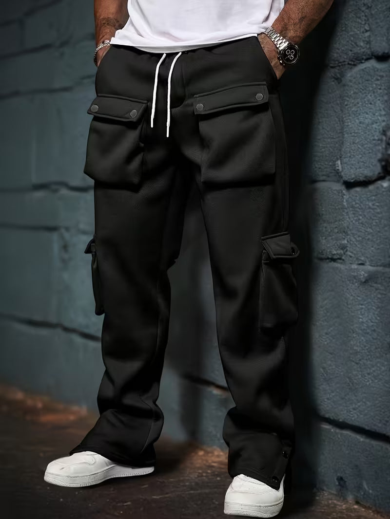 Męskie Spodnie Jogger Cargo z Wieloma Kieszeniami | Elastyczny Pas ze Sznurkiem | Zwężany Krój ze Ściągaczami | Casual Streetwear