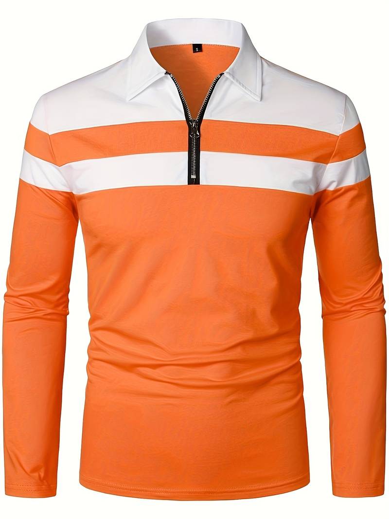 Męskie Polo z Długim Rękawem i Zamkiem | Klasyczny Kołnierzyk Polo | Regular Fit | Casual i Smart Casual