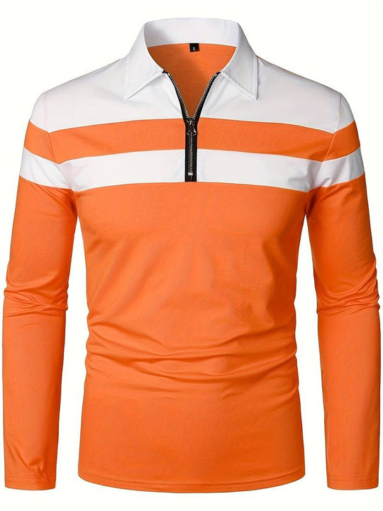 Męskie Polo z Długim Rękawem i Zamkiem | Klasyczny Kołnierzyk Polo | Regular Fit | Casual i Smart Casual