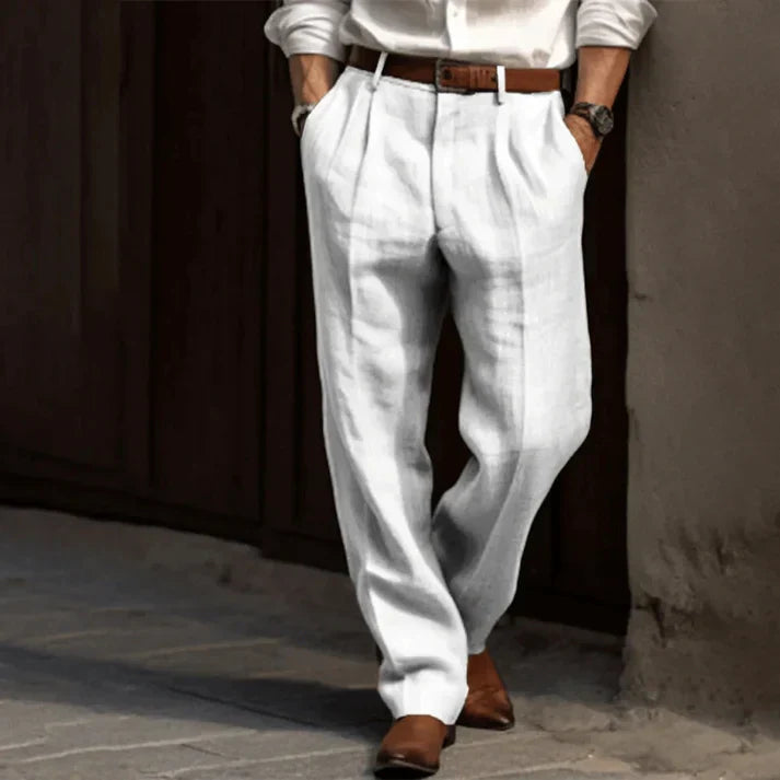Męskie Spodnie w Cienkie Paski | Regular Fit | Business Casual | Do Biura i Formalnych Stylizacji