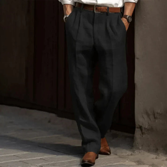 Męskie Spodnie w Cienkie Paski | Regular Fit | Business Casual | Do Biura i Formalnych Stylizacji