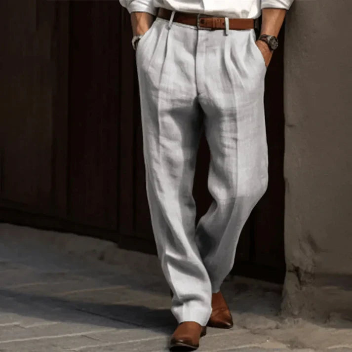 Męskie Spodnie w Cienkie Paski | Regular Fit | Business Casual | Do Biura i Formalnych Stylizacji