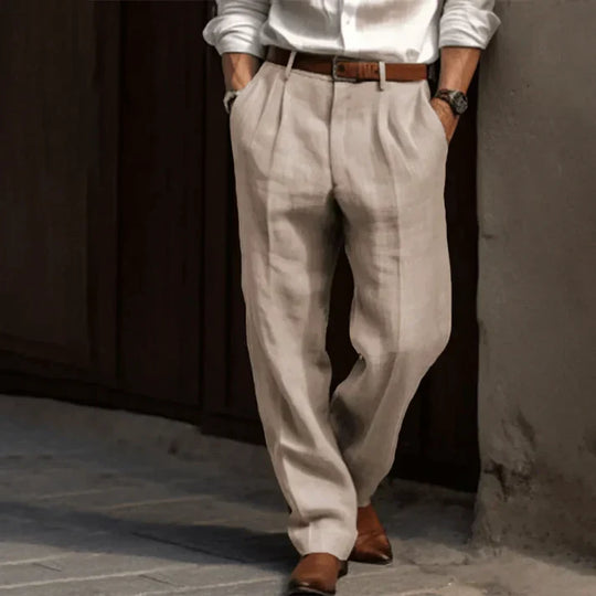 Męskie Spodnie w Cienkie Paski | Regular Fit | Business Casual | Do Biura i Formalnych Stylizacji