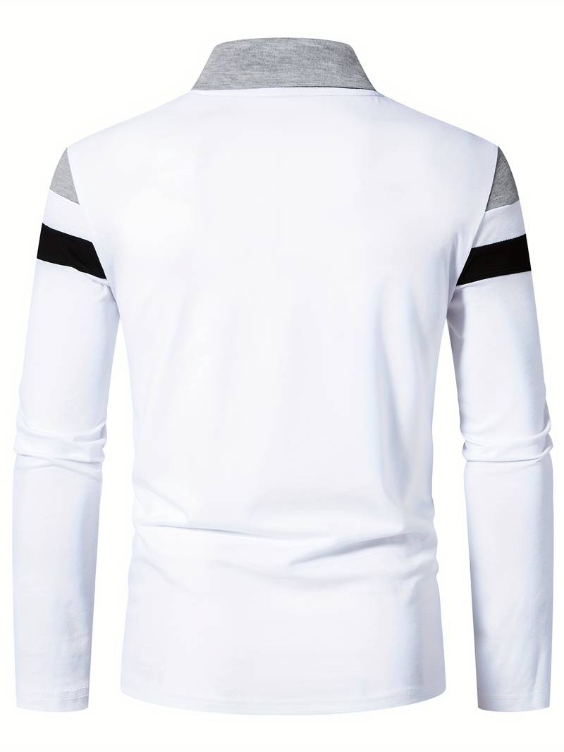 Męskie Polo z Długim Rękawem i Zamkiem | Klasyczny Kołnierzyk Polo | Regular Fit | Casual i Smart Casual