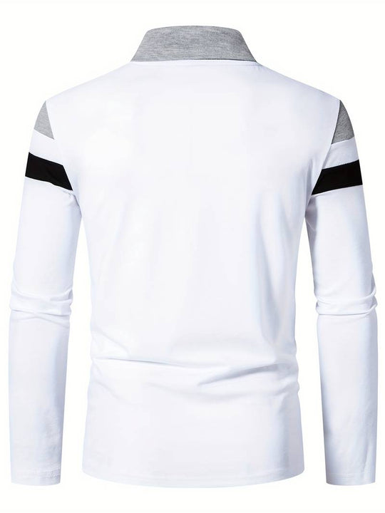 Męskie Polo z Długim Rękawem i Zamkiem | Klasyczny Kołnierzyk Polo | Regular Fit | Casual i Smart Casual
