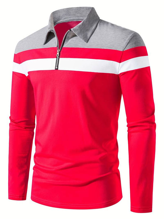 Męskie Polo z Długim Rękawem i Zamkiem | Klasyczny Kołnierzyk Polo | Regular Fit | Casual i Smart Casual