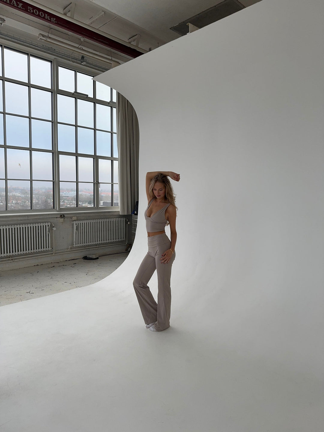 Hallie | Komplet Dwu-częściowy | Crop Top | Flared Legging | Wysoka Talia | Ribbed | Damski