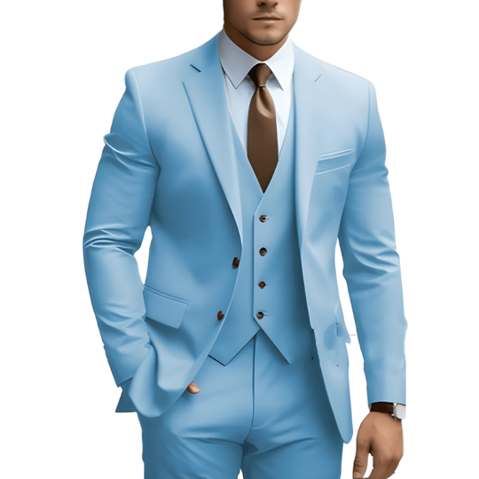Mężczyzna | Garnitur 3-Częściowy | Marynarka Kamizelka Spodnie | Slim Fit | Styl Weselny