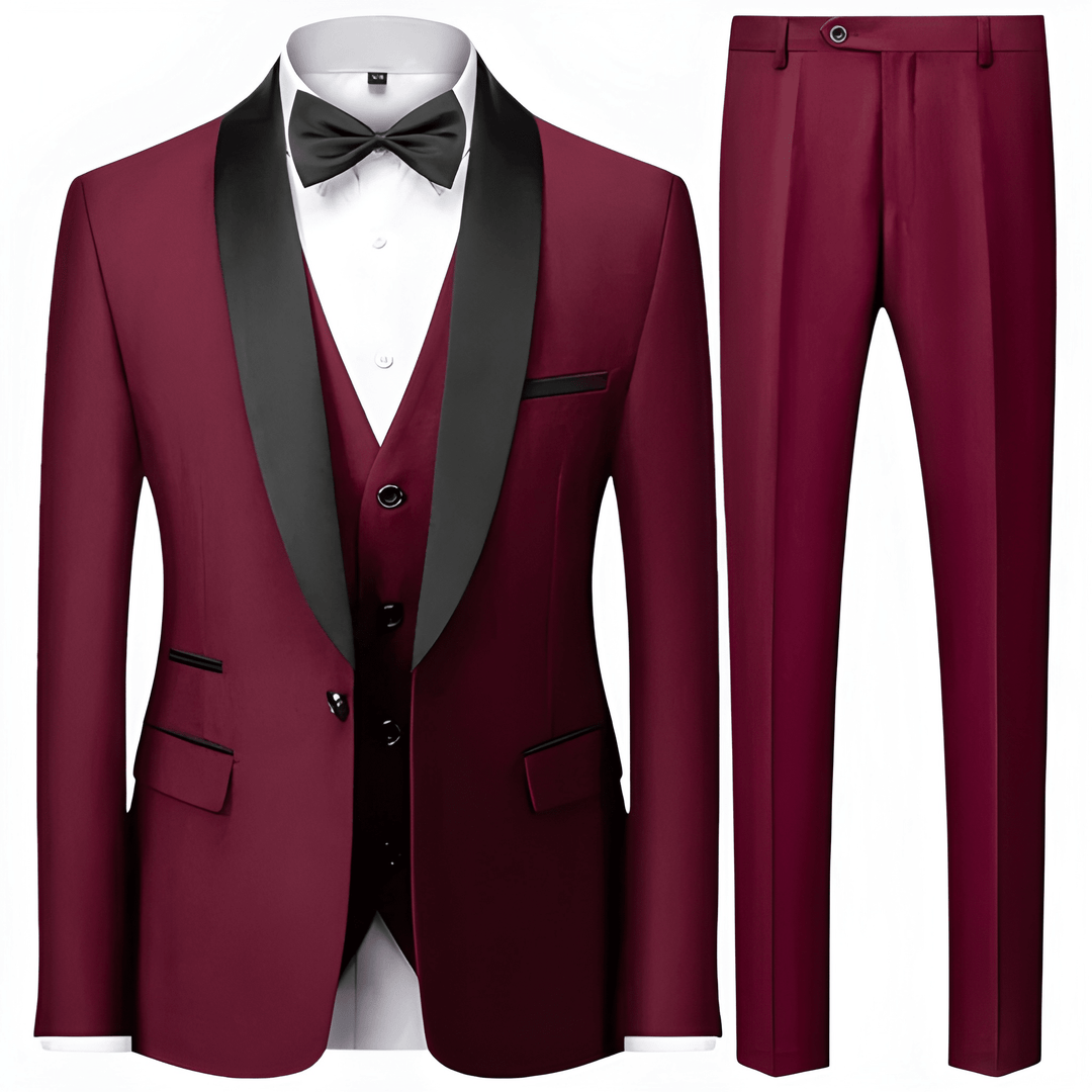 Mężczyzna | Garnitur 3-Częściowy | Marynarka Kamizelka Spodnie | Slim Fit | Styl Formalny