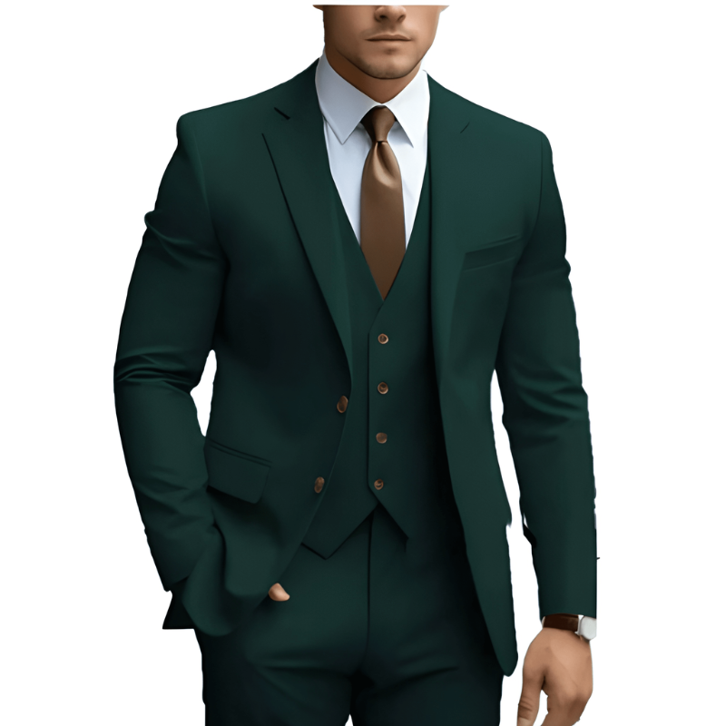 Mężczyzna | Garnitur 3-Częściowy | Marynarka Kamizelka Spodnie | Slim Fit | Styl Weselny