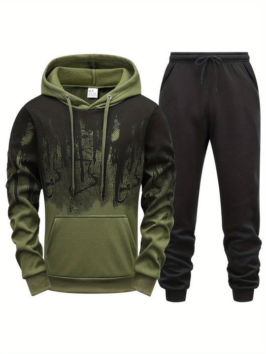 Mężczyzna | Dres Dwuczęściowy | Bluza z Długim Rękawem | Spodnie | Wzór Drukowany
