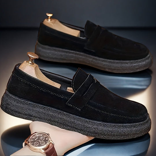 Męskie Mokasyny | Slip-On | Gumowa Podeszwa | Casual | Jednolity Wzór