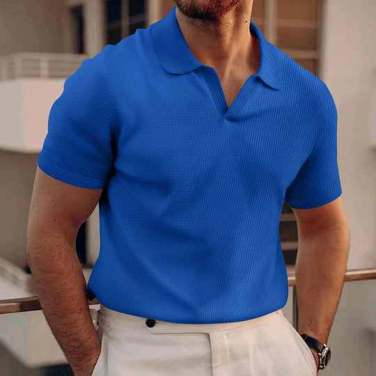 Mężczyzna | Koszulka Polo | Krótki Rękaw | Gładki Design | Tekstura Grid | Regular Fit | Styl Casual