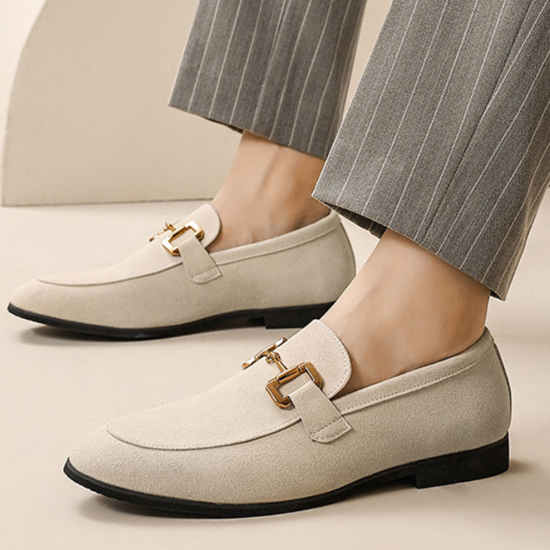 Loafersy Męskie | Eleganckie Pantofle | Wsuwane | Detal z Klamrą | Formalne
