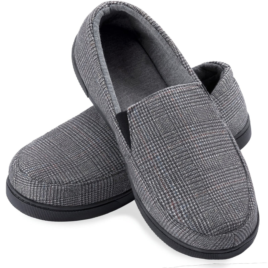 Loafersy Męskie | Ciepłe Mokasyny | Wzór w Kratkę | Antypoślizgowa Podeszwa | Domowe Casual
