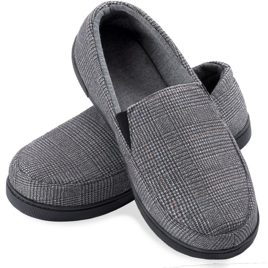 Loafersy Męskie | Ciepłe Mokasyny | Wzór w Kratkę | Antypoślizgowa Podeszwa | Domowe Casual