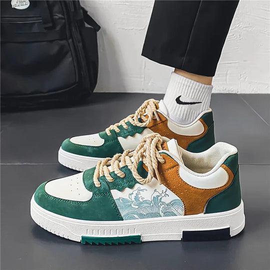 Męskie Sneakersy Casual | Oddychające Buty Sportowe | Płaska Elastyczna Podeszwa | Sznurowane Całoroczne