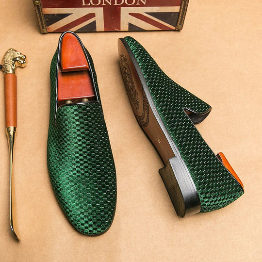 Mężczyzna | Loafersy Wizytowe | Pleciona Faktura | Wsuwane | Styl Elegancki