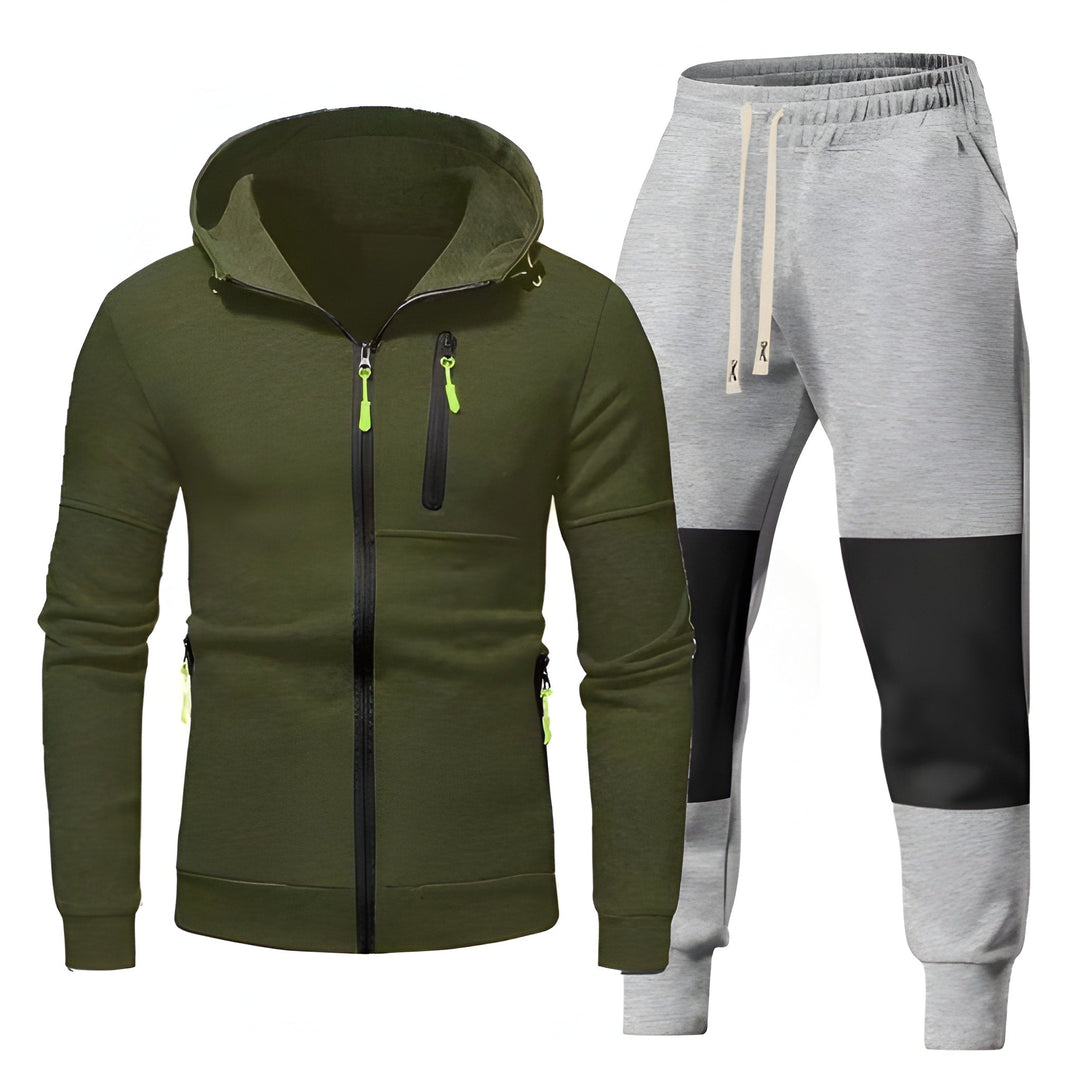 Męski Dres | Sportowa Bluza z Kapturem i Spodnie Dresowe | Funkcjonalne Kieszenie na Zamek | Odzież