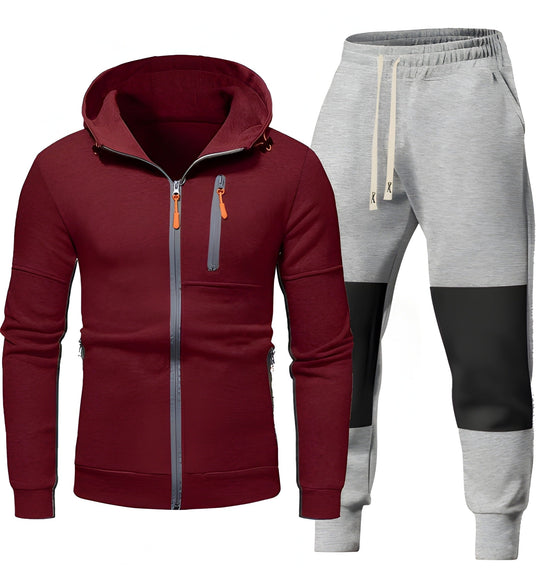 Męski Dres | Sportowa Bluza z Kapturem i Spodnie Dresowe | Funkcjonalne Kieszenie na Zamek | Odzież