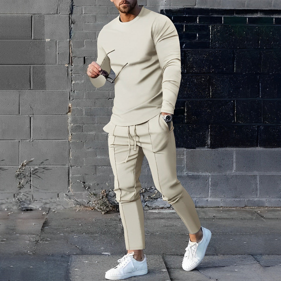 Mężczyzna | Zestaw Dwuczęściowy | Slim Fit | Długi Rękaw | Styl Casual