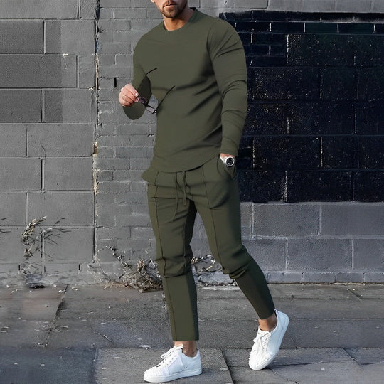 Mężczyzna | Zestaw Dwuczęściowy | Slim Fit | Długi Rękaw | Styl Casual