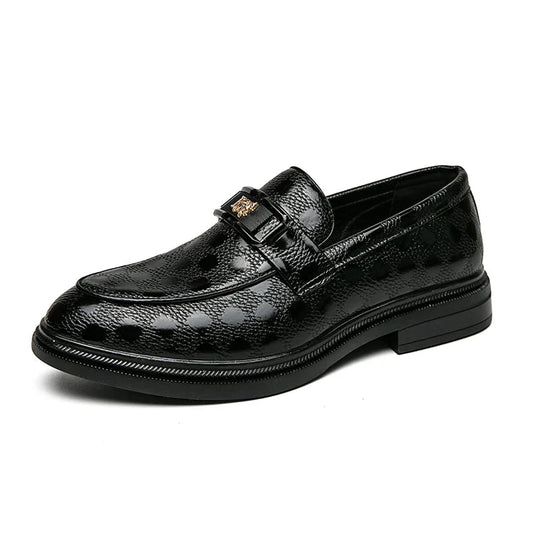 Mężczyzna | Loafersy Eleganckie | Gruba Podeszwa | Slip-On | Złoty Detal