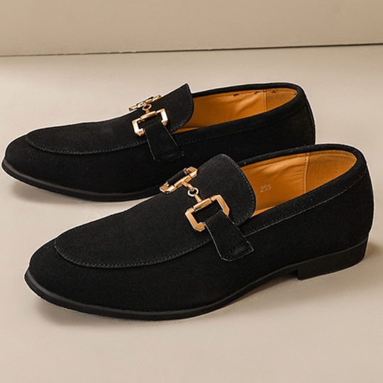 Loafersy Męskie | Eleganckie Pantofle | Wsuwane | Detal z Klamrą | Formalne