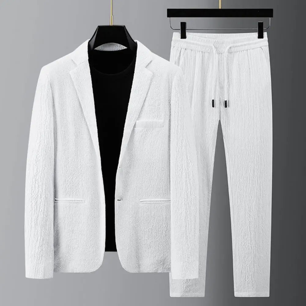 Mężczyzna | Zestaw Dwuczęściowy | Styl Marynarki | Zapięcie na Guziki | Elegancki Casual