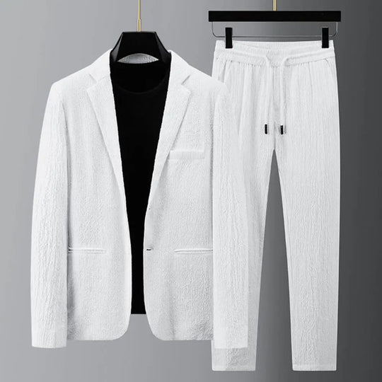 Mężczyzna | Zestaw Dwuczęściowy | Styl Marynarki | Zapięcie na Guziki | Elegancki Casual