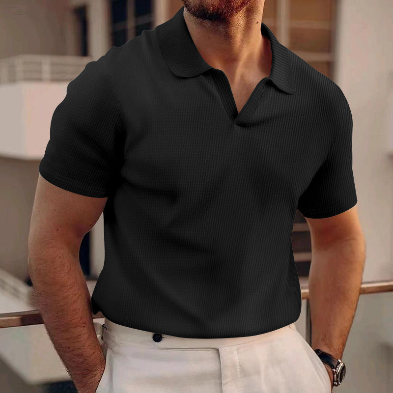 Mężczyzna | Koszulka Polo | Krótki Rękaw | Gładki Design | Tekstura Grid | Regular Fit | Styl Casual