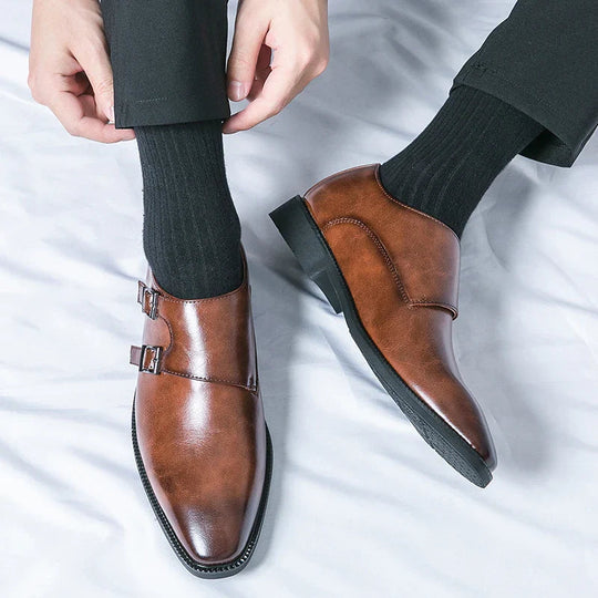 Męskie Skórzane Buty | Podwójne Monkstrap | Komfort | Elegancki Wygląd