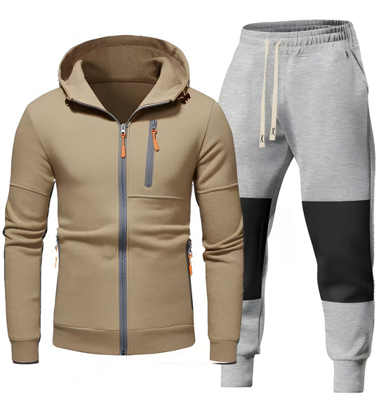Męski Dres | Sportowa Bluza z Kapturem i Spodnie Dresowe | Funkcjonalne Kieszenie na Zamek | Odzież