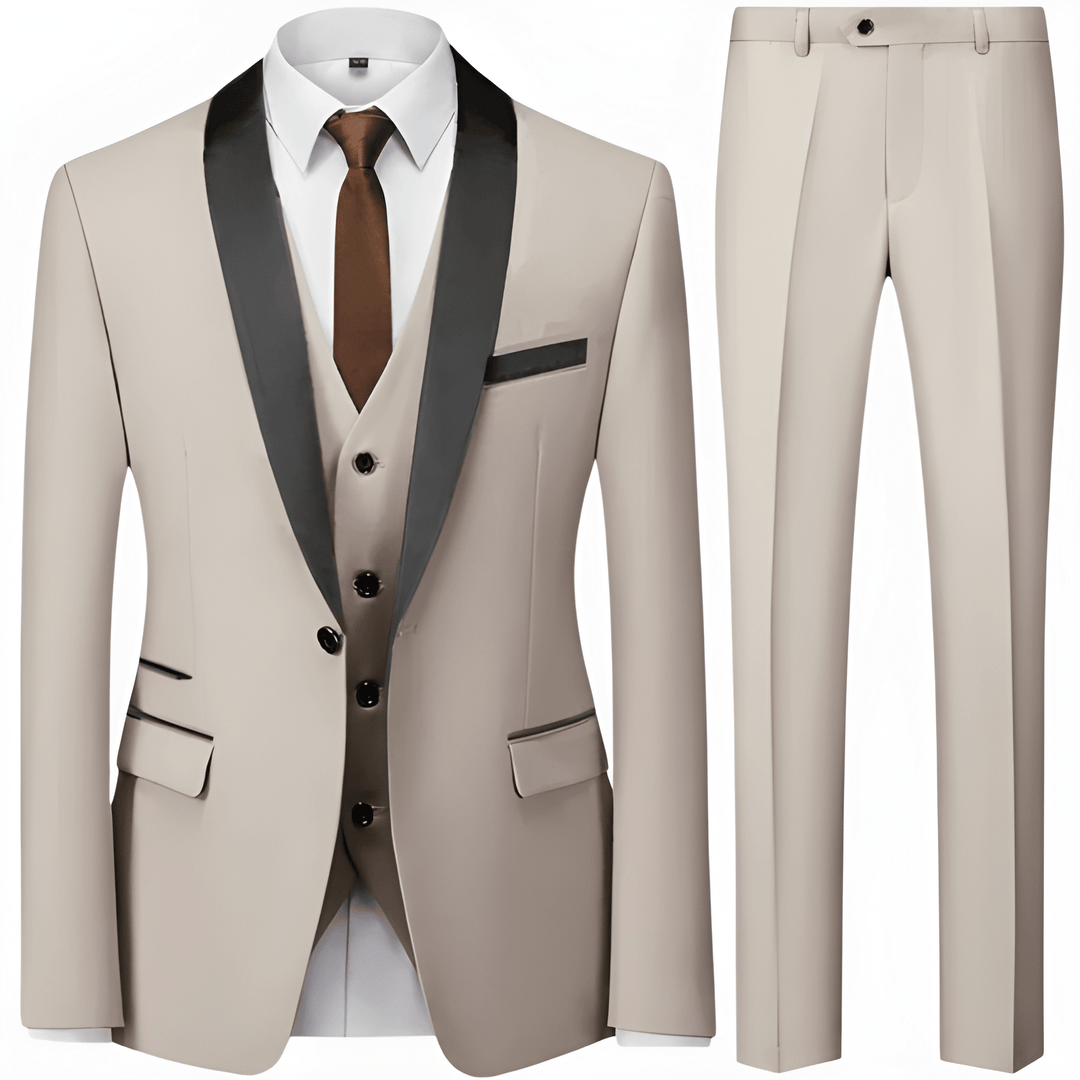 Mężczyzna | Garnitur 3-Częściowy | Marynarka Kamizelka Spodnie | Slim Fit | Styl Formalny