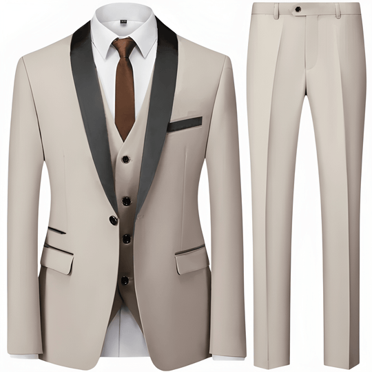 Mężczyzna | Garnitur 3-Częściowy | Marynarka Kamizelka Spodnie | Slim Fit | Styl Formalny