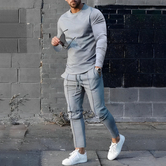 Mężczyzna | Zestaw Dwuczęściowy | Slim Fit | Długi Rękaw | Styl Casual