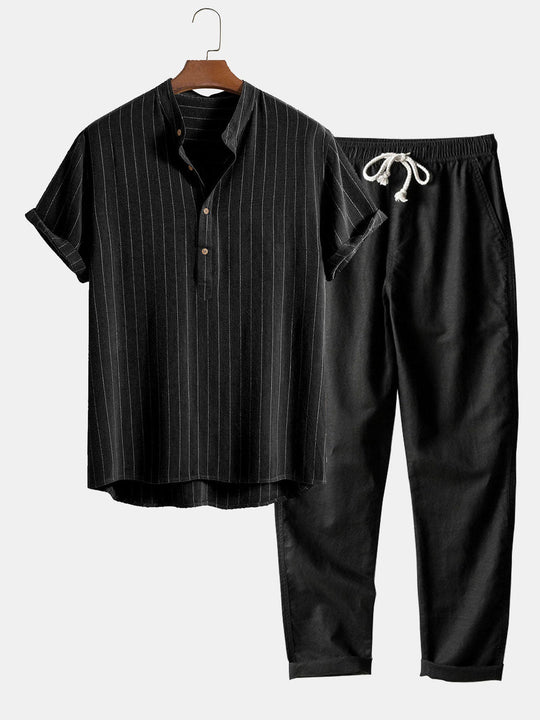 Mężczyzna | Zestaw Dwuczęściowy | Koszula z Krótkim Rękawem | Spodnie | Styl Casual