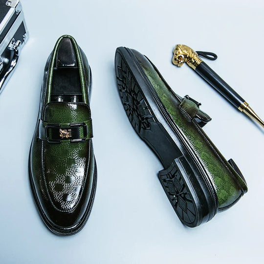 Mężczyzna | Loafersy Eleganckie | Gruba Podeszwa | Slip-On | Złoty Detal