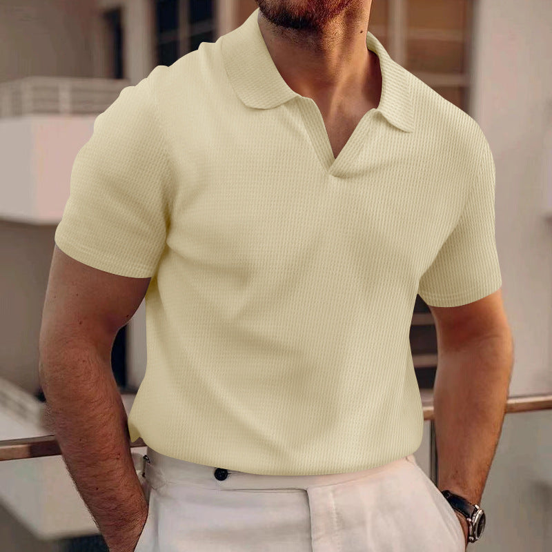 Mężczyzna | Koszulka Polo | Krótki Rękaw | Gładki Design | Tekstura Grid | Regular Fit | Styl Casual