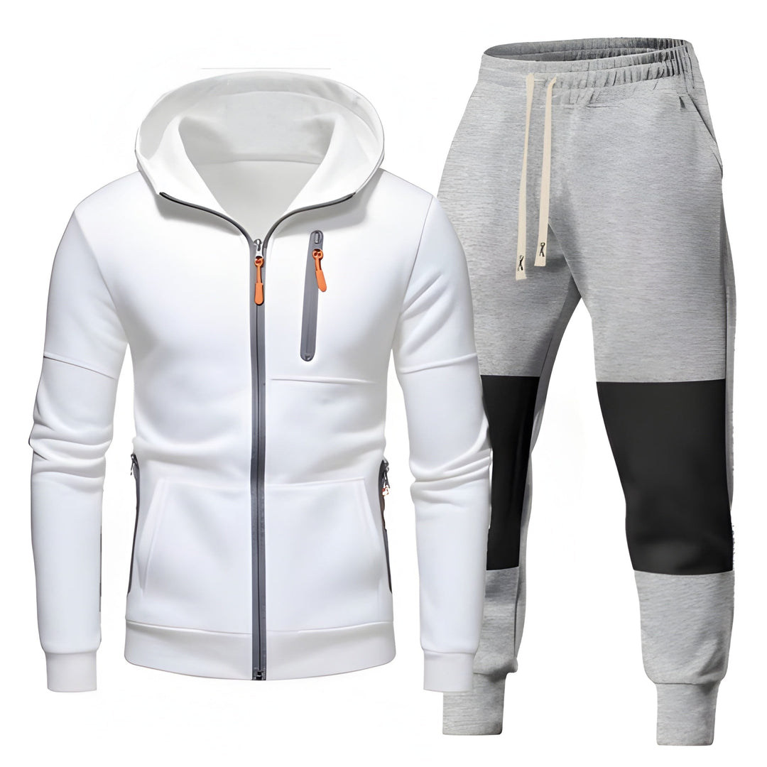 Męski Dres | Sportowa Bluza z Kapturem i Spodnie Dresowe | Funkcjonalne Kieszenie na Zamek | Odzież