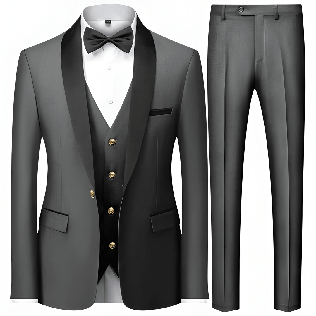 Mężczyzna | Garnitur 3-Częściowy | Marynarka Kamizelka Spodnie | Slim Fit | Styl Formalny
