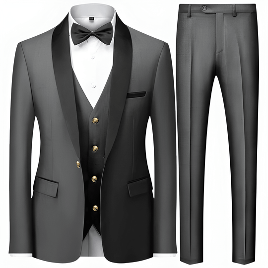 Mężczyzna | Garnitur 3-Częściowy | Marynarka Kamizelka Spodnie | Slim Fit | Styl Formalny