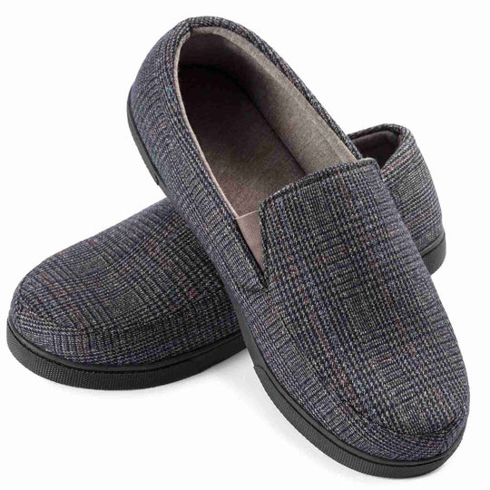 Loafersy Męskie | Ciepłe Mokasyny | Wzór w Kratkę | Antypoślizgowa Podeszwa | Domowe Casual
